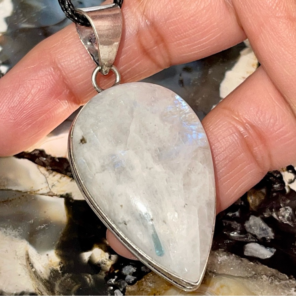 Teardrop Shape Moonstone Pendant 2 1/4” - Picture 9 of 17
